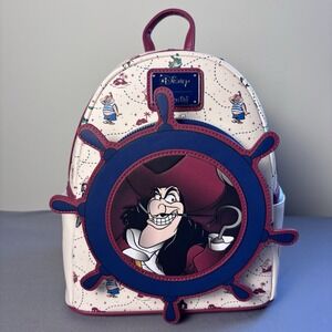 Exclusive Loungefly Disney Peter Pan Captain Hook Mini Backpack Ship Wheel Map